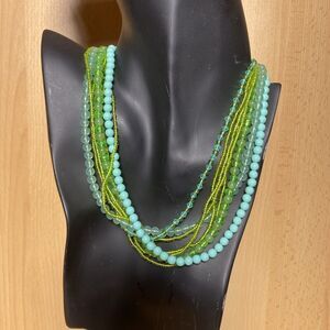 Seafoam Green Beaded Layered Multi Strand Necklace